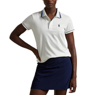 RLX Ralph Lauren Women's Tour Pique Polo Shirt - White/Navy/Blue