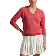 RLX Ralph Lauren Women's Cotton Blend V-Neck Golf Jumper - Red Sky