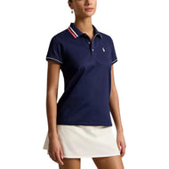 RLX Ralph Lauren Tour Pique Golf pikétröja för kvinnor - raffinerad marinblå/keramik vit/varm rosa