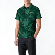 Lyle & Scott Leaf Print Golf Polo Shirt - Canopy Green