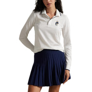 RLX Ralph Lauren Women's Tour Pique Bear Long Sleeve Polo - Keramik Putih