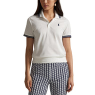 RLX Ralph Lauren Women's Tour Pique Golf Shirt - Keramik Putih/Angkatan Laut Ruling