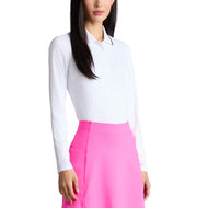 G/Fore 女式丝质科技尼龙长袖高尔夫 Polo 衫 - 雪色