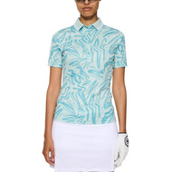 J.Lindeberg Women's Georgia Print Polo Golf Shirt - Scribble JL Navy