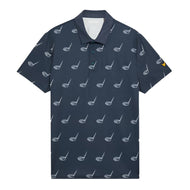 Lyle & Scott Micro Club Printed Golf Polo Shirt - Condor Blue