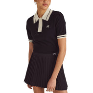Malbon 여성용 Mikayla 니트 골프 폴로 셔츠 - 블랙