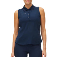 Rohnisch Wanita Nicky Sleeveless Polo Shirt - Micro R Check Navy