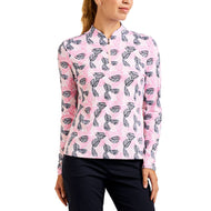 Nivo Dam Lolita långärmad Mock Neck Golf Shirt - Rose/Navy