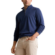 Peter Millar Albatross Cotton Blend Pique 1/4 Zip Pullover - Marinblå
