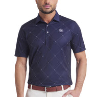 Puma Pure 2.0 Argyle Golf Shirt - Deep Navy/White Glow