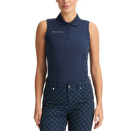 Rohnisch Wanita Nicky Sleeveless Polo Shirt - Micro R Check Navy