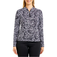 Nivo Dam Lolita långärmad Mock Neck Golf Shirt - Marin/Vit