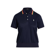RLX Ralph Lauren Tour Wanita Pique Crochet Collar Baju Polo Golf - Multi Navy Refined