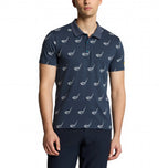 Lyle & Scott Micro Club 인쇄 골프 폴로 셔츠 -Condor Blue