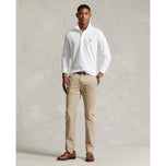 Polo Performance Ralph Lauren Cotton Pique Long Sleeve Polo - Ceramic White/Red