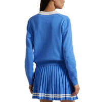 RLX Ralph Lauren Women's Performance Polo Collar Sweater - Summer Blue/Ceramic White