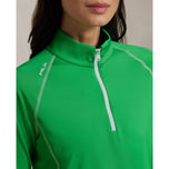 RLX Ralph Lauren Wanita Jersey UV Quarter Zip Golf Pullover - Tiller Green