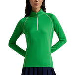 RLX Ralph Lauren Wanita Jersey UV Quarter Zip Golf Pullover - Tiller Green