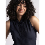 Kemeja Golf Polo Tanpa Lengan Andrea Lengan Wanita - Tentera Laut