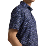 RLX Ralph Lauren Kaos Polo Golf Aliran Udara Ringan Bermotif - Navy Chin Chin Rlx yang Halus