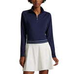 RLX Ralph Lauren Wanita Peregangan Jersey Quarter -Zip Pullover - Tentera Laut halus