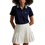 RLX Ralph Lauren Wanita Lawatan Pique Knit -Collar Polo Golf Shirt - Tentera Laut Tentera/Tiller Green Multi