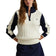 RLX Ralph Lauren Women's Cable Knit Quarter Zip Pullover - Antik White/Refined Navy