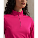 RLX RALPH LAUREN 여성 파워 스트레치 반점 골프 풀오버 - 건포도/세라믹 화이트/헌터 그린