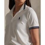 RLX Ralph Lauren Women's Tour Pique Golf Shirt - Keramik Putih/Angkatan Laut Ruling