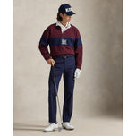 RLX Ralph Lauren Classic Fit Double -Stick Tech Collar Pullover - Rich Ruby/Refined Navy