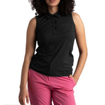 Kemeja Golf Polo Tanpa Lengan Andrea Lengan Wanita - Hitam