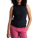 Kemeja Golf Polo Tanpa Lengan Andrea Lengan Wanita - Tentera Laut