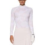 J.Lindeberg Women's Ella Print Compression Golf Shirt - Warp Grey Lilac