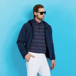 G/Fore Multi Stripe Tech Pique Performance Golf Polo Shirt -Twilight/Lava