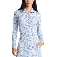 G/Fore Kaos Polo Golf Lengan Panjang Motif Scatter Ditzy Wanita - Salju/Twilight