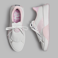 G/Fore Women's G.112 Perforated Leather Kiltie Golf Shoes - Snow/Blush