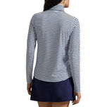 RLX Ralph Lauren Wanita UV Stretch Jersey 1/4 Zip Golf Pullover - Halus Navy/Cremic White/Blue Mist