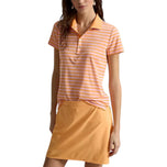Baju Polo Golf Aliran Udara Ringan RLX Ralph Lauren Wanita - Kabus Biru/Putih Seramik