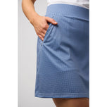 GLENMUIR Wanita Emeli Regangan Performance Golf Skort - Navy/ White Gingham