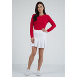 IBKUL 여성용 플라운스 16.5" 골프 스커트 - 화이트