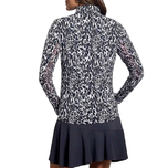 IBKUL 여성 카렌 긴팔 지퍼 목넥 셔츠 - 블랙/그레이