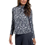 IBKUL 여성 카렌 긴팔 지퍼 목넥 셔츠 - 블랙/그레이