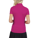 IBKUL Women's Short Sleeve Zip Mock Neck Polo - Raspberry