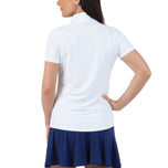 IBKUL Wanita Pepejal Lengan Pendek Zip Zip Baju Leher - Putih