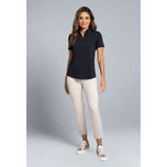 IBKUL, solid kortärmad skjorta med dragkedja för kvinnor - svart