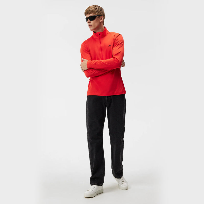 J.Lindeberg Luke Half Zip Golf Mid Layer - Fiery Red