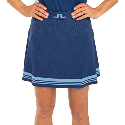 J.Lindeberg Women's Frida Stripe Knitted Golf Skirt - Estate Blue