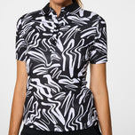 J.Lindeberg 女式 Georgia 印花 Polo 高尔夫衬衫 - Scribble JL 海军蓝