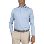 KJUS Soren Stripe Long Sleeve Golf Polo Shirt - Bermuda/Alloy