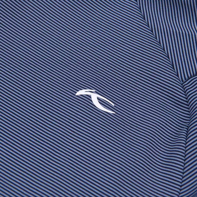 KJUS Soren Stripe Long Sleeve Golf Polo Shirt - Santorini/Atlanta Blue